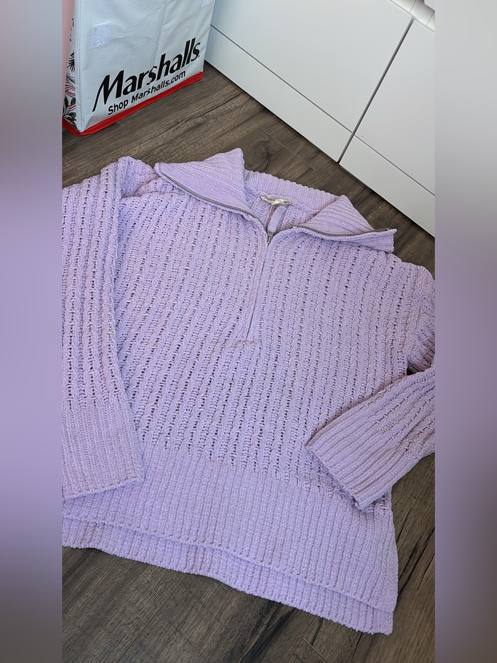 Pink Republic Lavender Knit Half-Zip Sweater